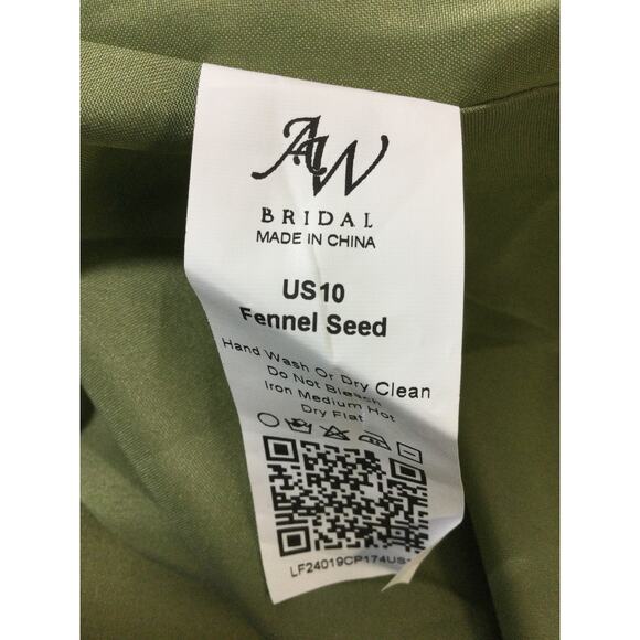 AW BRIDAL SZ 10 L fennel seed green Theodora wedding bridesmaid maxi dress b37 - Picture 10 of 10